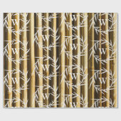 Papier Cadeau Monogramme en bambou rustique Lignes verticales Mo (Plat)