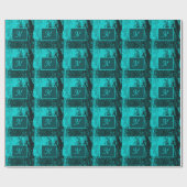 Papier Cadeau Monogramme en marbre Turquoise Bold Aqua (Plat)