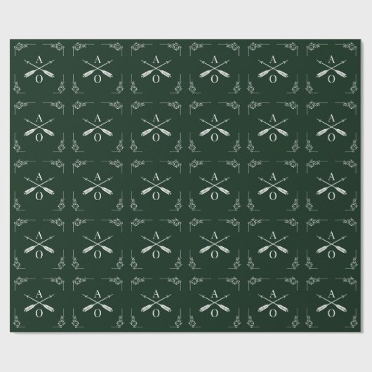 Papier Cadeau Monogramme et flèches Emerald Green (Plat)