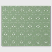 Papier Cadeau Monogramme et flèches vert mousse (Plat)