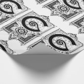 Papier Cadeau Monogramme F Art déco initial noir et blanc (Coin)