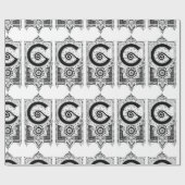 Papier Cadeau Monogramme F Art déco initial noir et blanc (Plat)