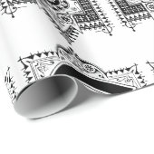 Papier Cadeau Monogramme F Art déco initial noir et blanc (Coin rond)