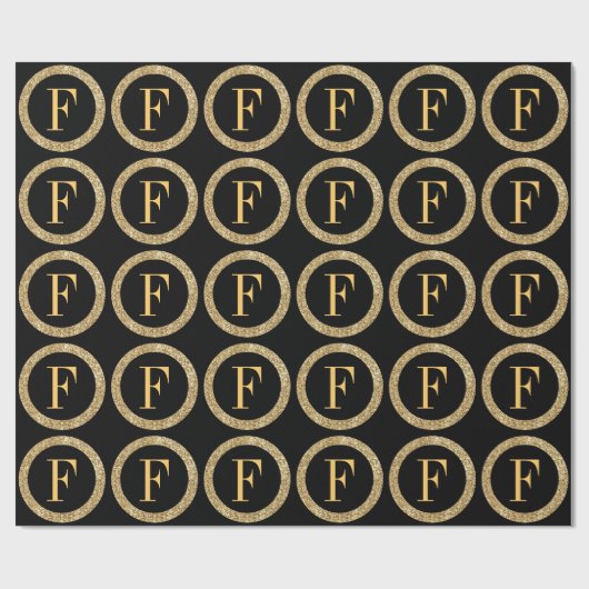 Papier Cadeau Monogramme F or (Plat)