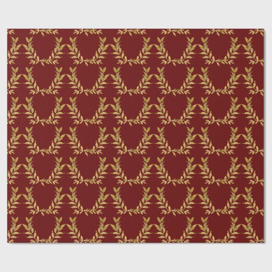 Papier Cadeau Monogramme Feuille d'or rouge Élégant Mariage chic (Plat)