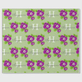 Papier Cadeau Monogramme Fleur Hawaïenne Violet Nom (Plat)