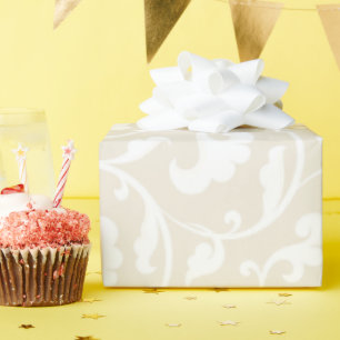 Papier Cadeau Monogramme floral beige girly élégant de motif