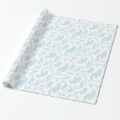 Papier Cadeau Monogramme floral bleu girly élégant de motif (Déroulé)