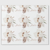 Papier Cadeau Monogramme floral d'herbe de Pampas Boho rustique (Plat)