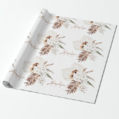 Papier Cadeau Monogramme floral d'herbe de Pampas Boho rustique (Déroulé)