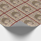 Papier Cadeau Monogramme Floral Initial C Votre Nom Élégant (Coin)