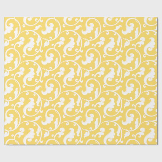 Papier Cadeau Monogramme floral jaune girly élégant de motif (Plat)