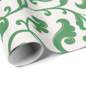 Papier Cadeau Monogramme floral vert girly élégant de motif (Coin rond)
