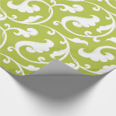 Papier Cadeau Monogramme floral vert girly élégant de motif (Coin)