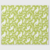 Papier Cadeau Monogramme floral vert girly élégant de motif (Plat)