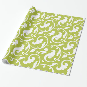 Papier Cadeau Monogramme floral vert girly élégant de motif