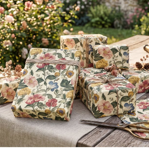Papier Cadeau Monogramme Floral Vintage