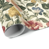 Papier Cadeau Monogramme Floral Vintage (Coin rond)