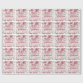 Papier Cadeau Monogramme Fruits de Noël de l'Esprit Rouge Vert (Plat)