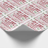 Papier Cadeau Monogramme Fruits de Noël de l'Esprit Rouge Vert (Coin)