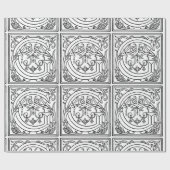 Papier Cadeau Monogramme G Modèle floral noir et blanc initial (Plat)