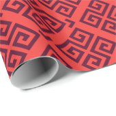 Papier Cadeau Monogramme géométrique principal grec rouge chic (Coin rond)