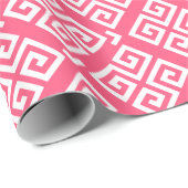 Papier Cadeau Monogramme grec girly rose chic de motifs (Coin rond)