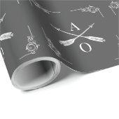 Papier Cadeau Monogramme Gris et Flèches (Coin rond)