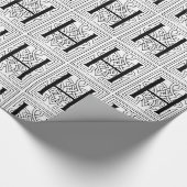 Papier Cadeau Monogramme H Modèle floral noir et blanc initial (Coin)