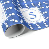 Papier Cadeau Monogramme idiot de Noël d'amusement de bonhomme (Coin rond)