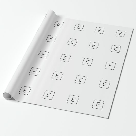 Papier Cadeau Monogramme Initial De Style Moderne | Blanc & Noir (Déroulé)