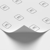 Papier Cadeau Monogramme Initial De Style Moderne | Blanc & Noir (Coin)