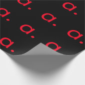 Papier Cadeau Monogramme Initial Lettre Noir Rouge Moderne Simpl (Coin)