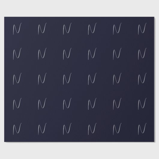 Papier Cadeau Monogramme Initial Manuscrit Professionnel Simple (Plat)