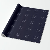 Papier Cadeau Monogramme Initial Manuscrit Professionnel Simple (Déroulé)