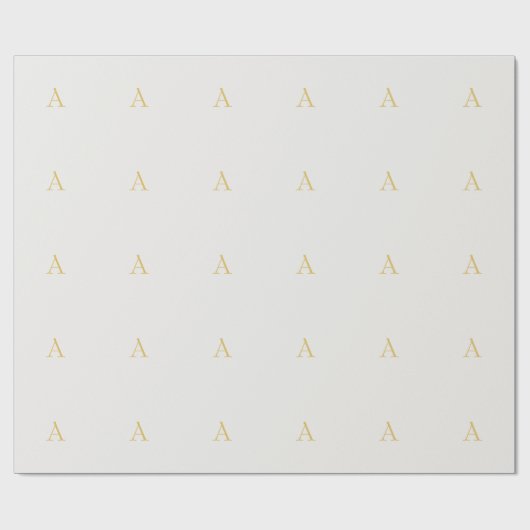 Papier Cadeau Monogramme initial professionnel couleur or et pas (Plat)