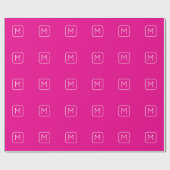 Papier Cadeau Monogramme Initial Simple & Moderne | Rose & Blanc (Plat)