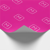 Papier Cadeau Monogramme Initial Simple & Moderne | Rose & Blanc (Coin)