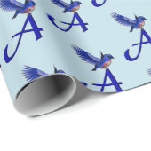 Papier Cadeau Monogramme Initiale A Bluebird    (Coin rond)