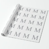 Papier Cadeau Monogramme initiale gris chic moderne (Déroulé)