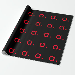 Papier Cadeau Monogramme initiale lettre rouge noir moderne uni