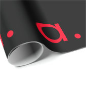 Papier Cadeau Monogramme initiale lettre rouge noir moderne uni (Coin rond)