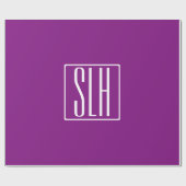Papier Cadeau Monogramme Initiales 3 Modernes Gras | Blanc & Vio (Plat)