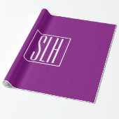 Papier Cadeau Monogramme Initiales 3 Modernes Gras | Blanc & Vio (Déroulé)