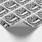 Papier Cadeau Monogramme J Art déco initial noir et blanc (Coin)