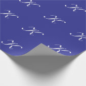 Papier Cadeau Monogramme « K » Blanc sur Fond Bleu (Coin)