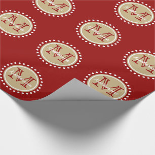 Papier Cadeau Monogramme kaki rouge et classique nautique de