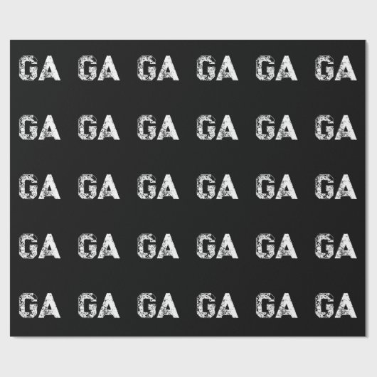 Papier Cadeau Monogramme Lettres Initiales Noir Blanc Simple (Plat)