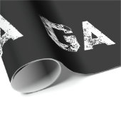 Papier Cadeau Monogramme Lettres Initiales Noir Blanc Simple (Coin rond)