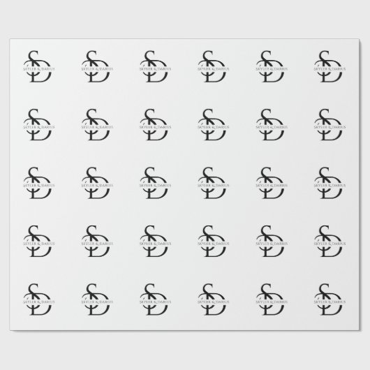 Papier Cadeau Monogramme Mariage Simple Personnalisé Avec Nom (Plat)